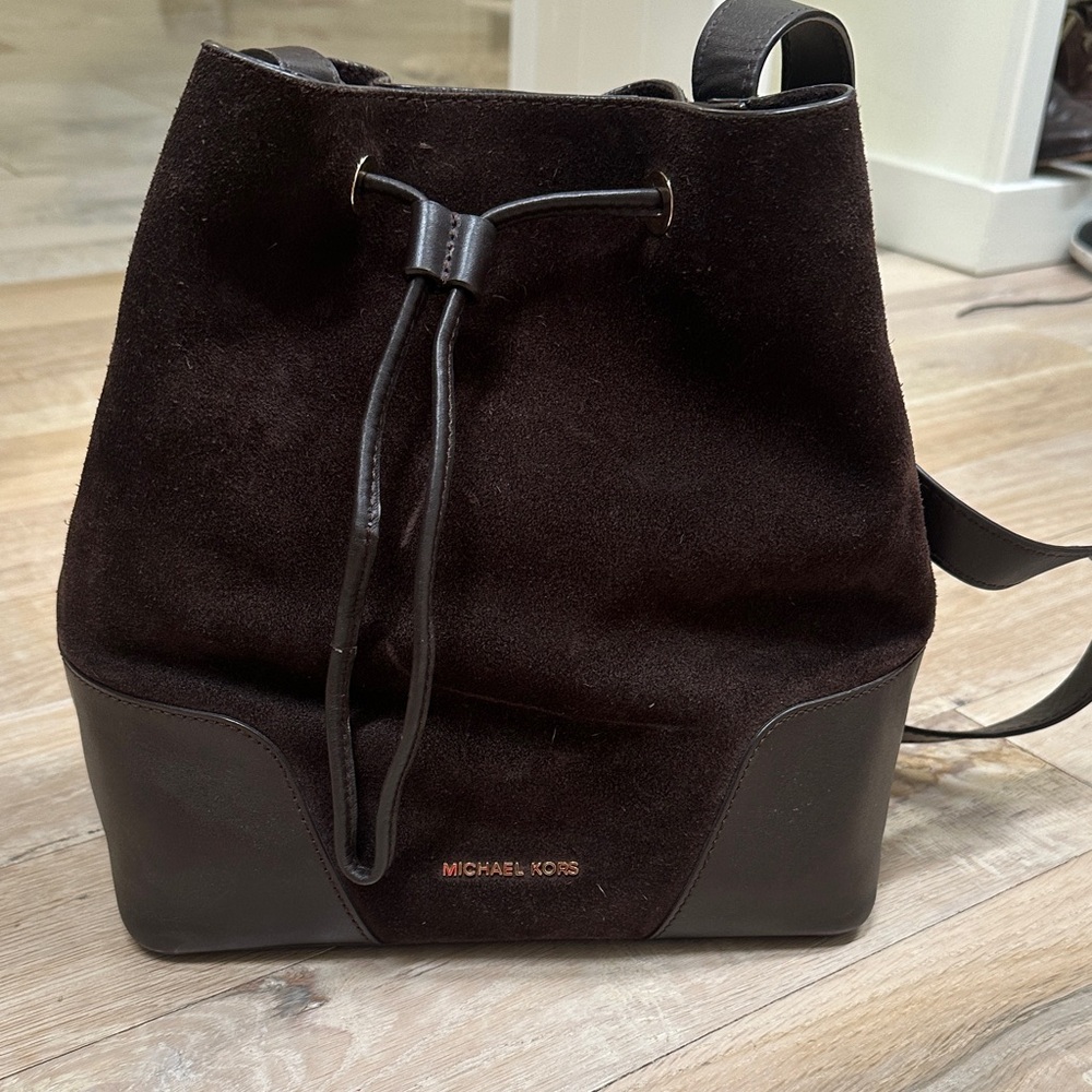 Michael Kors Dark Brown Suede Purse with Pouch